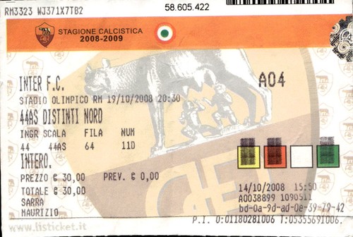 Biglietto stadio roma inter - biglietto,