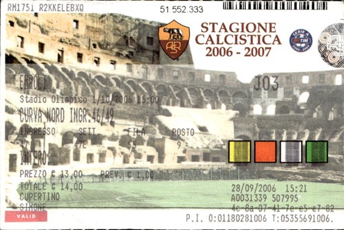 Biglietto stadio roma stagione - stadio,